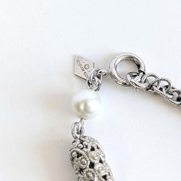 Sarah Coventry 53" Opera Length Necklace Rolo Chain Faux Pearls Silver Tone - Picture 4 of 6